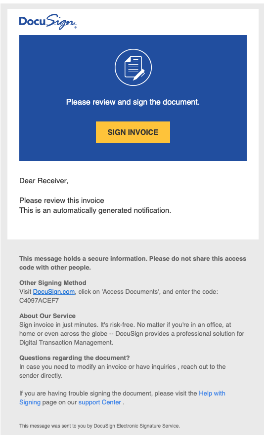 DocuSign Phishing Email